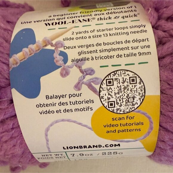 Lion Brand Wool Ease Insta Knit Yarn Super Bulky Violet It Go 122 yd Beginner - Picture 9 of 9